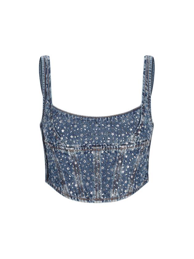 DENIM BUSTIER WITH HOTFIX - ALESSANDRA RICH - BALAAN 1