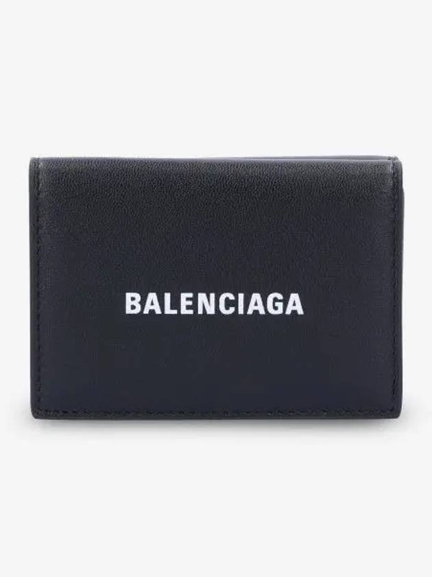 Logo Print Tri-Fold Half Wallet Black - BALENCIAGA - BALAAN 2