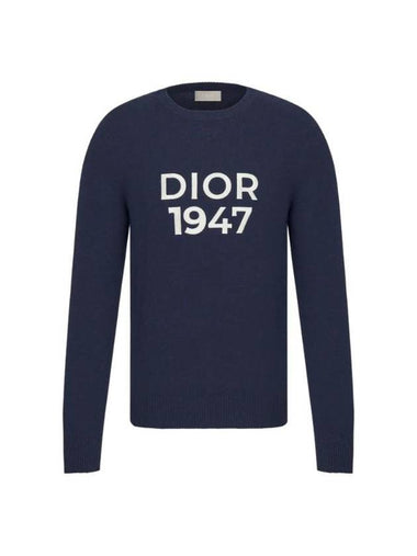 Wool Cashmere Crew Neck Knit Top Navy - DIOR - BALAAN 1