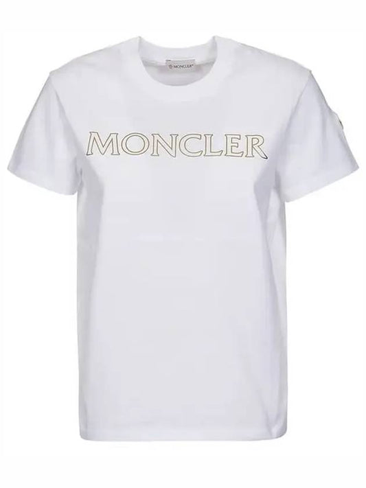 Women s Laminated Logo Short Sleeve T Shirt White - MONCLER - BALAAN 2