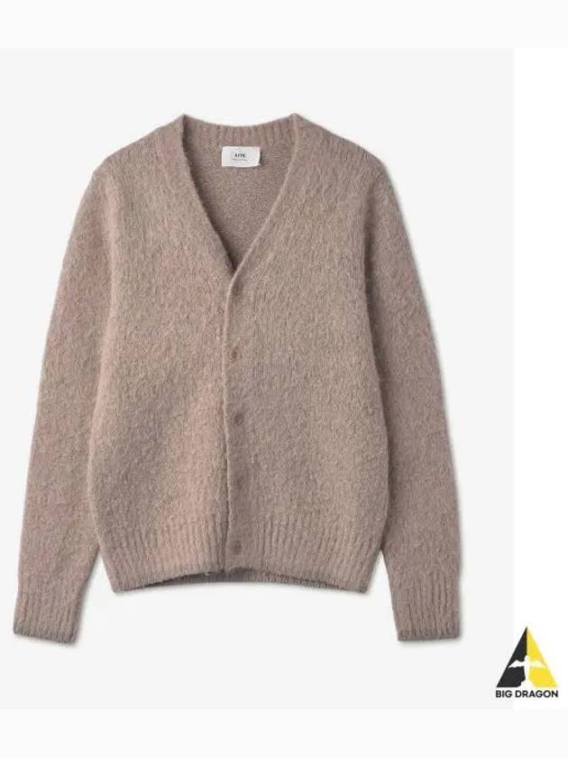 Brushed Wool Alpaca Cardigan Beige - AMI - BALAAN 2