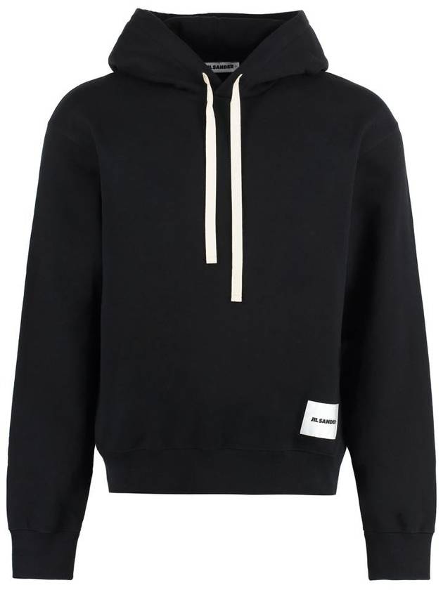 Plus Logo Patch Popover Hoodie Black - JIL SANDER - BALAAN 2