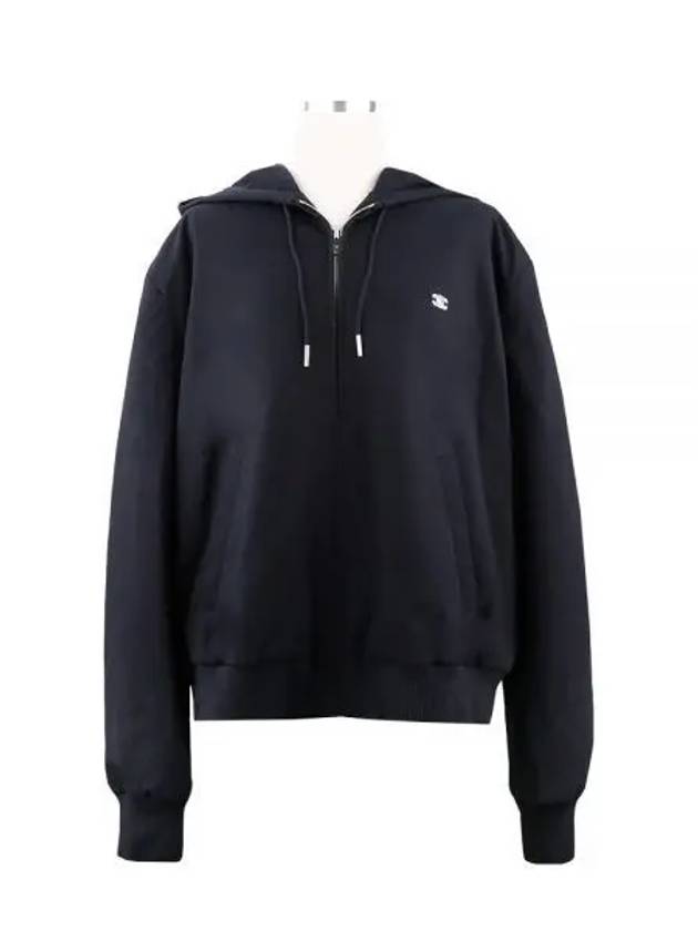 Triomphe Embroidered Zip Up Hoodie Navy - CELINE - BALAAN 2