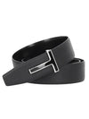 T-buckle reversible leather belt black - TOM FORD - BALAAN 1