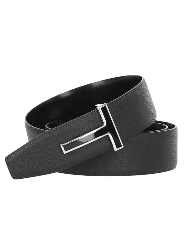 T-buckle reversible leather belt black - TOM FORD - BALAAN 1