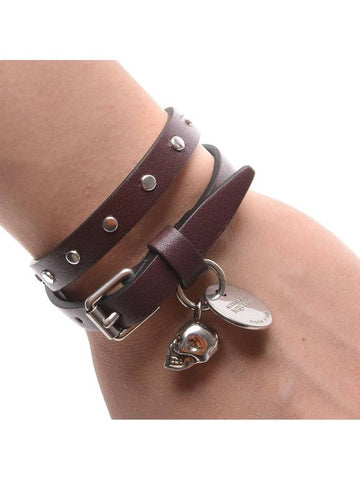 Unisex Double Wrap Stud Skull Bracelet 465149_D781Y_6011_17F - ALEXANDER MCQUEEN - BALAAN 1