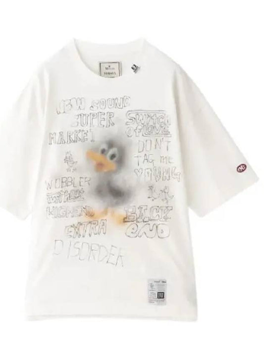 J13TS732 white duck print distressed t shirt - MIHARA YASUHIRO - BALAAN 1