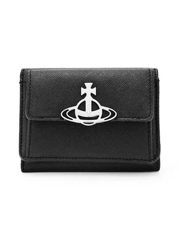 ORB Logo Small Flap Half Wallet Black - VIVIENNE WESTWOOD - BALAAN 2