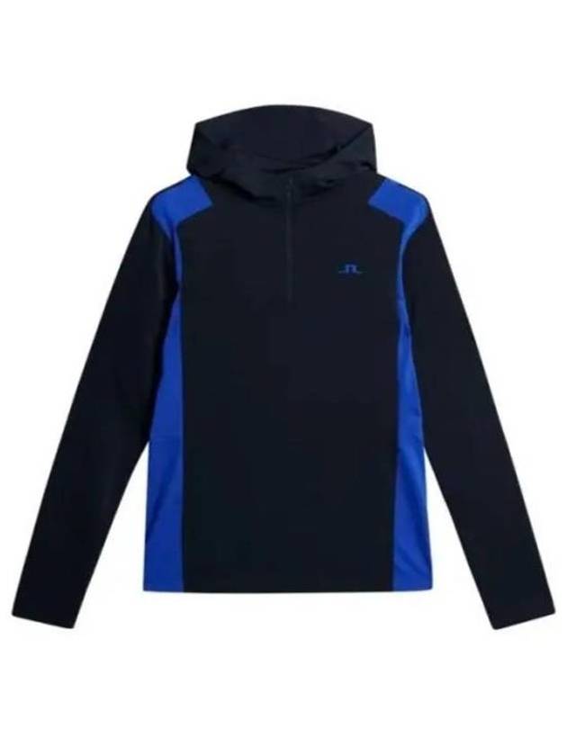 Lucas Quarter Zip Hooded Long Sleeve T-Shirt Club Blue - J.LINDEBERG - BALAAN 1