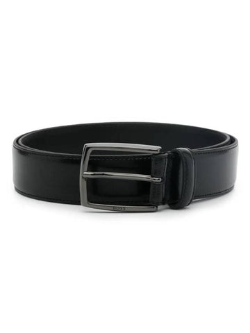 Logo Buckle Leather Belt Black - HUGO BOSS - BALAAN 1