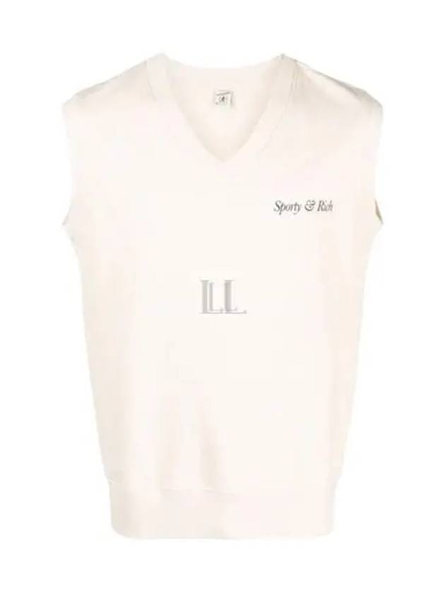 Italic Logo Print V-neck Vest Cream - SPORTY & RICH - BALAAN 2