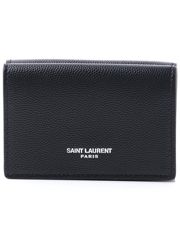 Tiny Peblogo Trifold Half Wallet Black - SAINT LAURENT - BALAAN 2