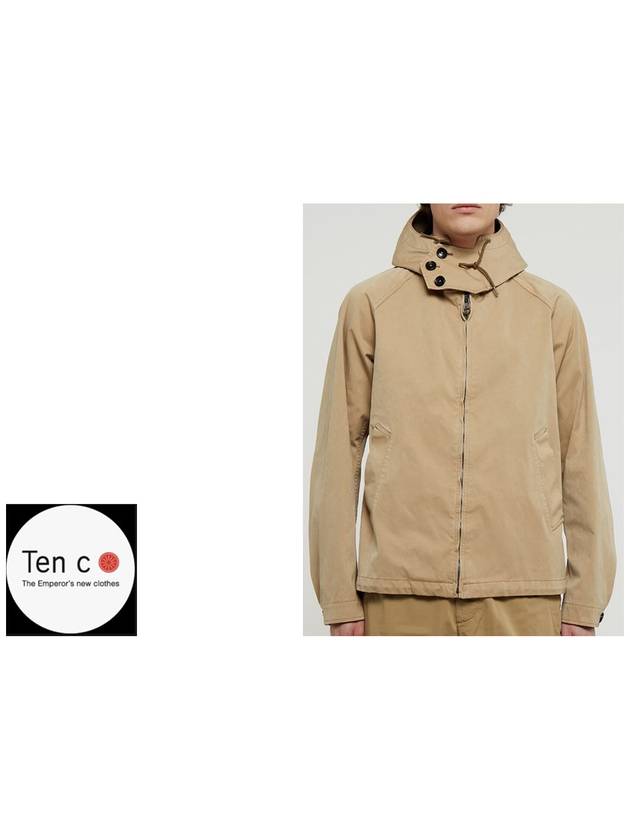 Collar Button Zipper Hooded Jacket Beige - TEN C - BALAAN 6