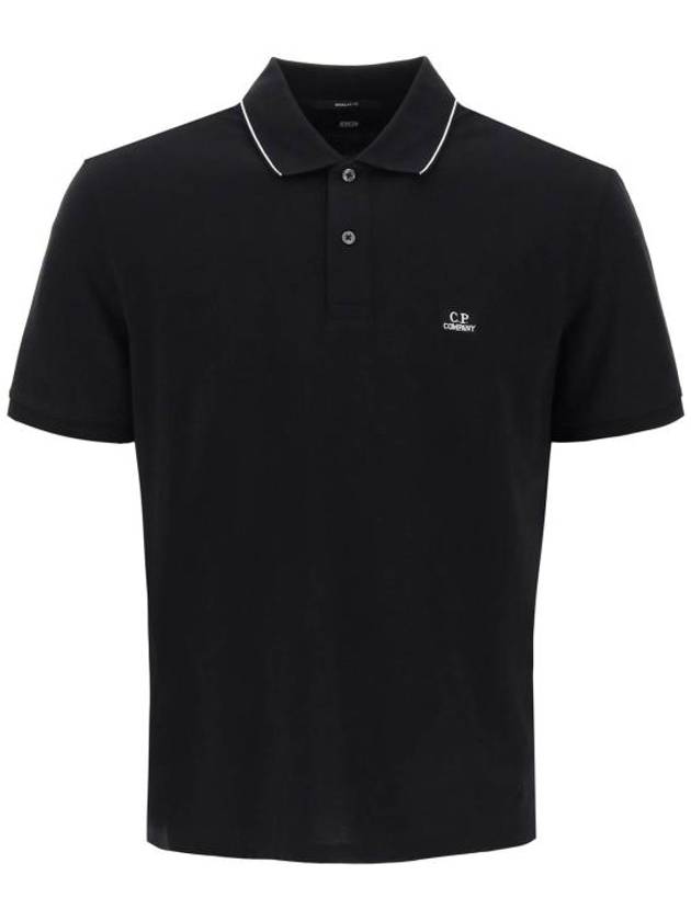 Stretch Piquet Regular Striped Collar Polo Shirt Black - CP COMPANY - BALAAN 2