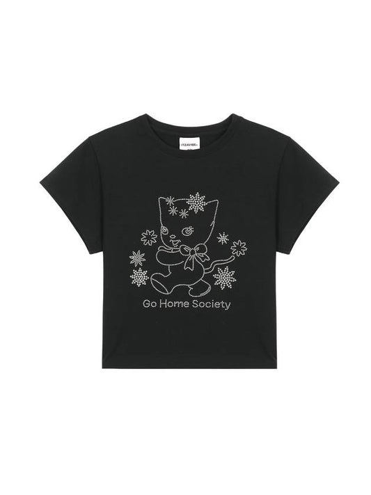 Go Home Society Cat Crop T-Shirt Black - ITZAVIBE - BALAAN 1