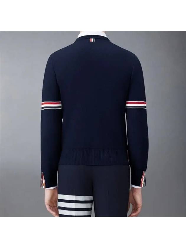 Men's Milan Stitch Armband Crew Neck Knit Top Navy - THOM BROWNE - BALAAN 3