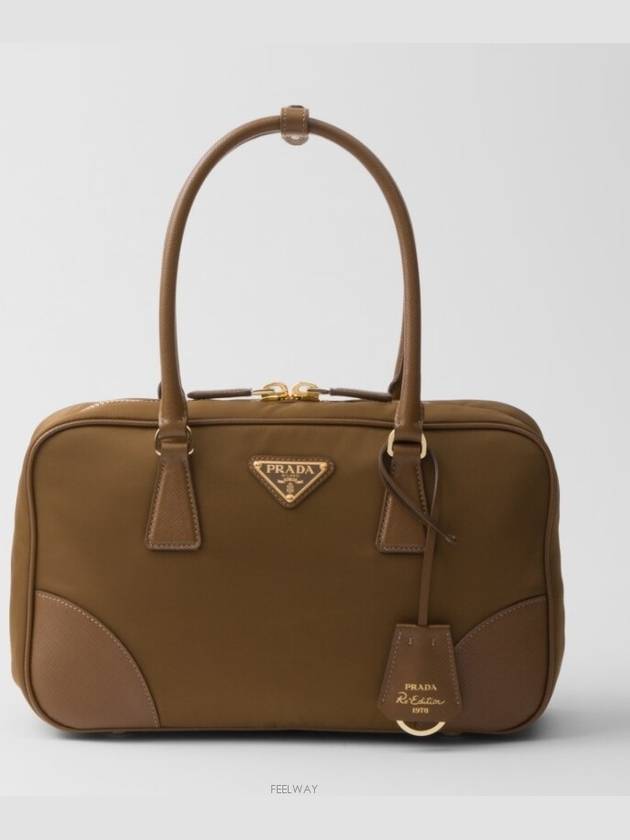 Re-edition 1978 Medium Re-nylon and Saffiano Leather Bag Cork Beige - PRADA - BALAAN 2