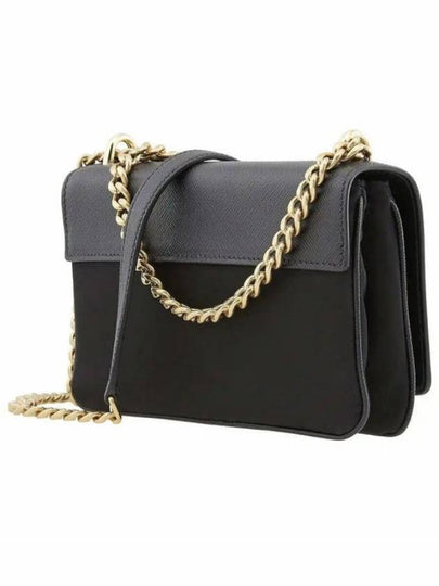 Saffiano nylon double pocket chain cross bag black 1BD144 - PRADA - BALAAN 2