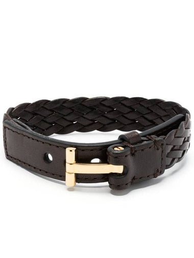 Tom Ford Braided Leather T-Lock Bracelet - TOM FORD - BALAAN 1