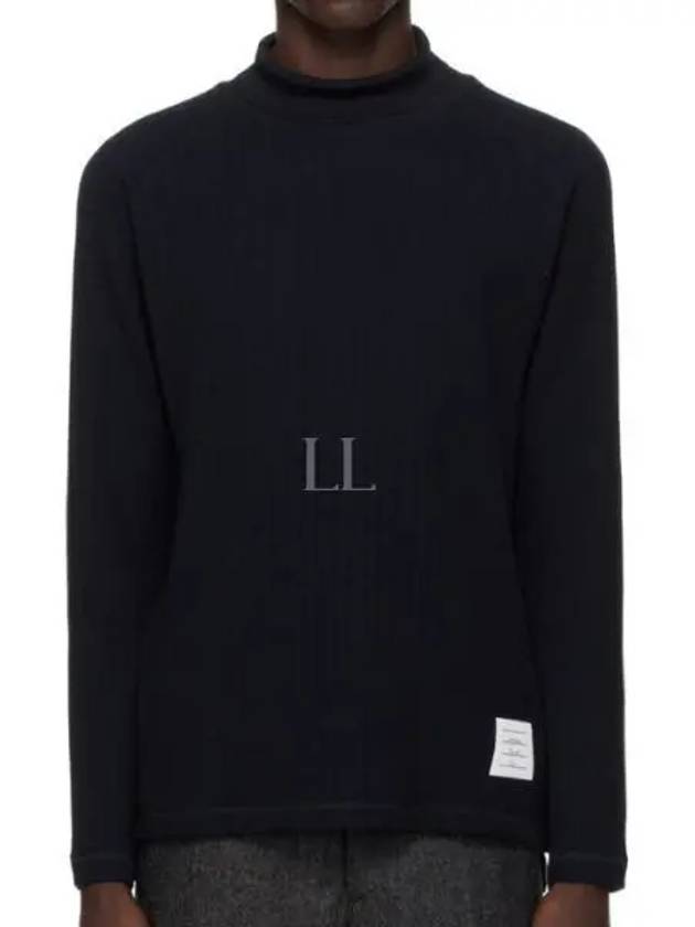 Raglan Roll Neck Virgin Wool Turtleneck Navy - THOM BROWNE - BALAAN 2