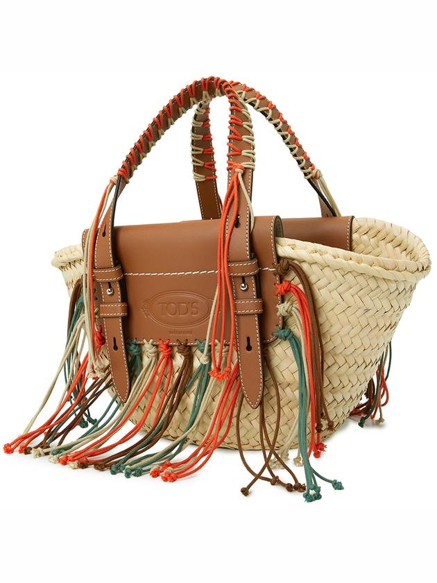 Women's Fringed Braided Tote Bag Beige - TOD'S - BALAAN 3