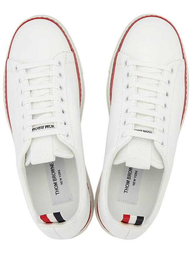 Tennis Vitello Calf Leather Low Top Sneakers White - THOM BROWNE - BALAAN 3