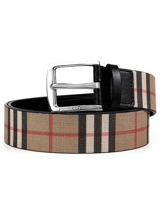 Men's Vintage Check Leather Belt Beige - BURBERRY - BALAAN 2