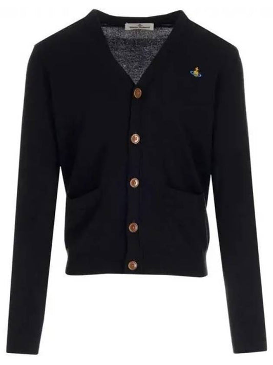 ORB Logo V-Neck Cardigan Black - VIVIENNE WESTWOOD - BALAAN 2