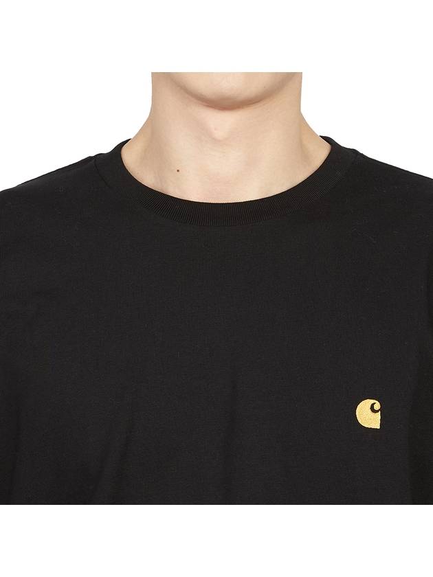 Men's Chase Mini Embroid Logo Long Sleeve T-Shirt Black - CARHARTT WIP - BALAAN 7