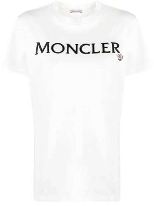 8C00009 829HP 033 Lettering embroidery logo patch round short sleeved t shirt white women s TJ 270631 - MONCLER - BALAAN 1