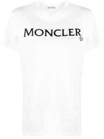 8C00009 829HP 033 Lettering embroidery logo patch round short sleeved t shirt white women s TJ 270631 - MONCLER - BALAAN 1