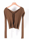 La Maille Pralu Longue Micro Charm Logo Cardigan Brown - JACQUEMUS - BALAAN 2