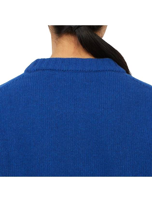 Logo Intarsia Crew Neck Knit Top Blue - GANNI - BALAAN 8