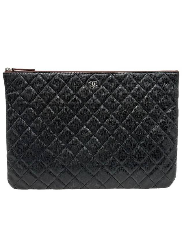 Women s A69251 Black Caviar Skin COCO Silver Logo Large Clutch - CHANEL - BALAAN 2