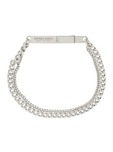 Engraved Logo Double Chain Bracelet Silver - BOTTEGA VENETA - BALAAN 1