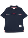 Three Stripes High Twist Rib Polo Shirt Navy - THOM BROWNE - BALAAN 2