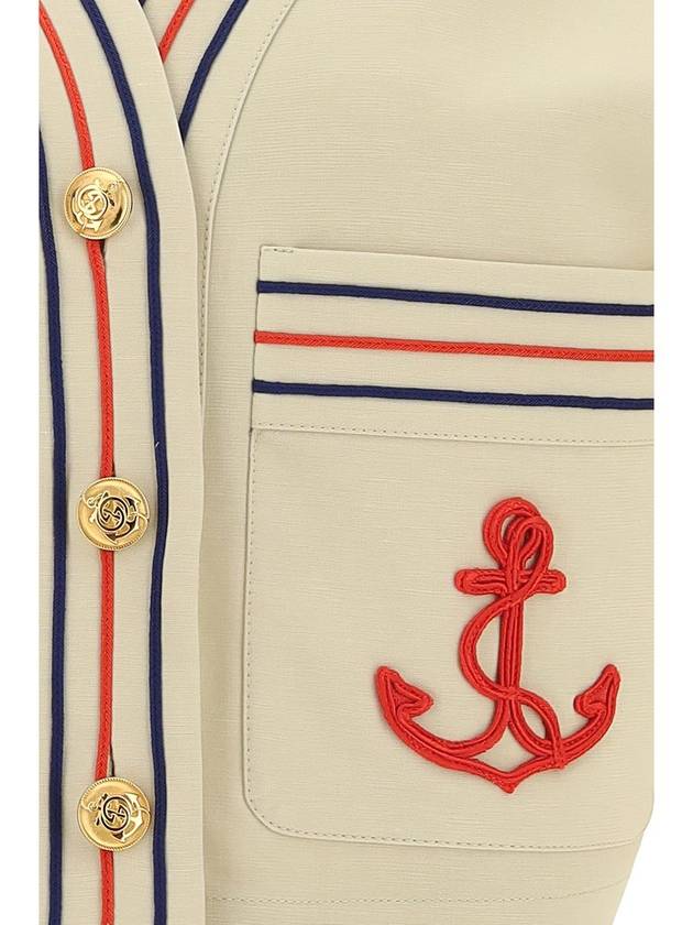 Anchor Applique Cropped Cardigan Beige - GUCCI - BALAAN 4