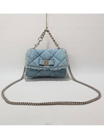 Ferragamo Denim Quilted Vara Two Way Bag - SALVATORE FERRAGAMO - BALAAN 1