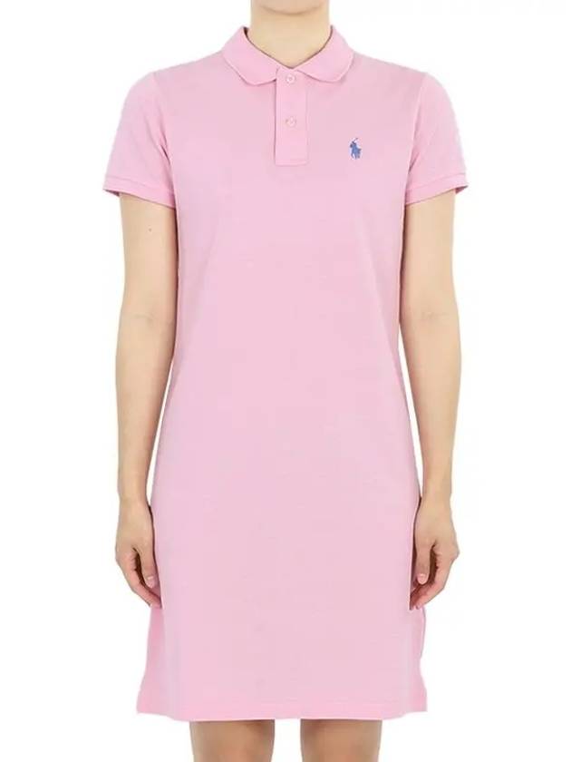 Women's Pony Logo Midi Dress Pink - POLO RALPH LAUREN - BALAAN 2