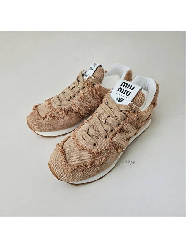 574 Denim Low Top Sneakers Brown - MIU MIU - BALAAN 2