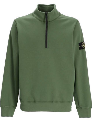 Wappen Patch Half Zip-up Sweatshirt Olive - STONE ISLAND - BALAAN 1