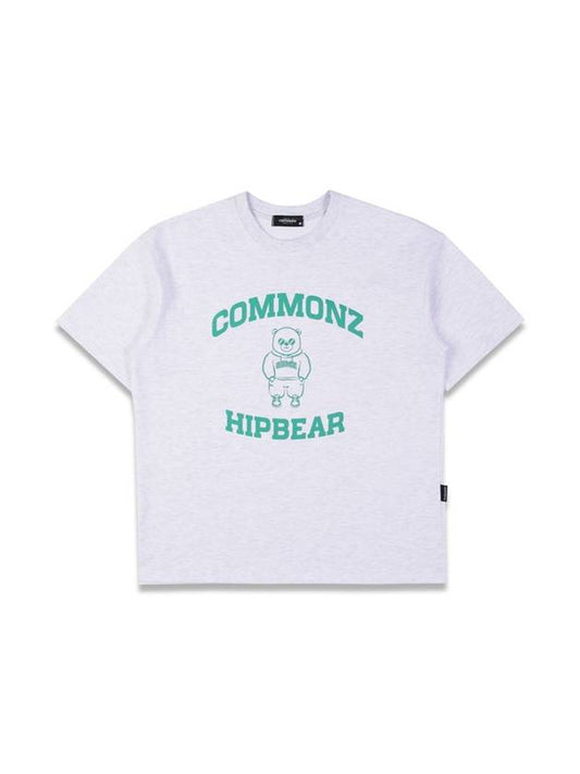 Hip Bear Short Sleeve T-Shirt White Melange - COMMONZ - BALAAN 2