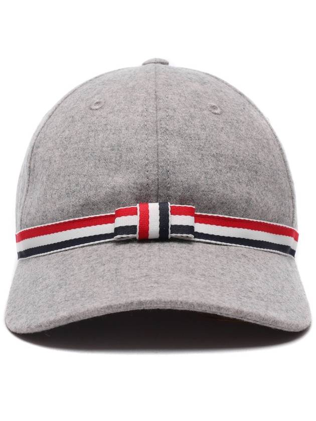 Bow Grosgrain Wool Flannel Ball Cap Light Grey - THOM BROWNE - BALAAN 4