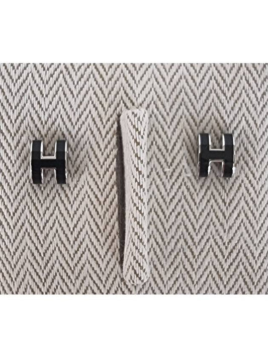 Mini Pop H Palladium Earrings Noir - HERMES - BALAAN 2