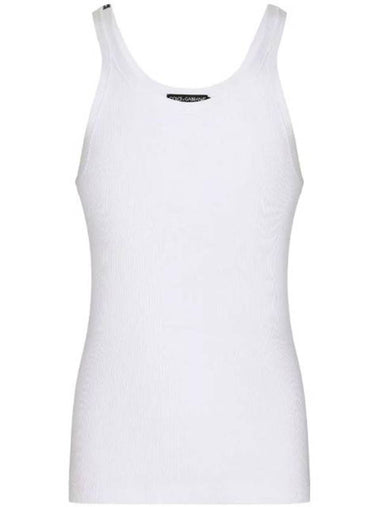 Logo Patch Detail Tank Top Sleeveless White - DOLCE&GABBANA - BALAAN 1