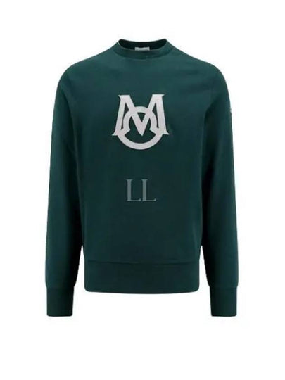 Logo Patch Round Neck Sweatshirt Green - MONCLER - BALAAN 2