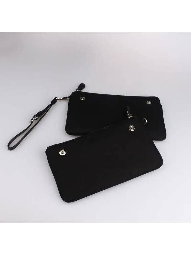 Triangle Logo Double Clutch Black - PRADA - BALAAN 4