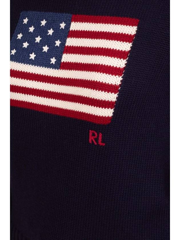 Flag Cotton Crew Neck Knit Top Navy - POLO RALPH LAUREN - BALAAN 4