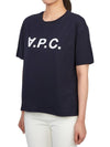 Logo Print Crew Neck Short Sleeve T-Shirt Navy - A.P.C. - BALAAN 3