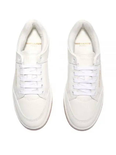 SL 61 Logo Signature Leather Low Top Sneakers White - SAINT LAURENT - BALAAN 2